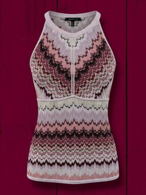 WHBM‎ Pink & Purple Geometric Crochet Shimmer Top S